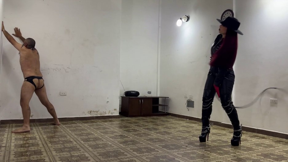Latin Beauties in High Heels - BootsQueen - Fierce Bullwhipping In Full Leather